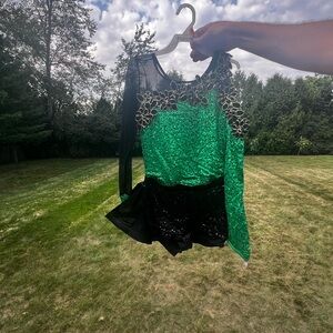 Green and Black Sequin Dance Costume